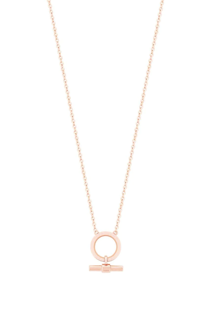 T-Bar Circle-Bar Pendant in Rose Gold