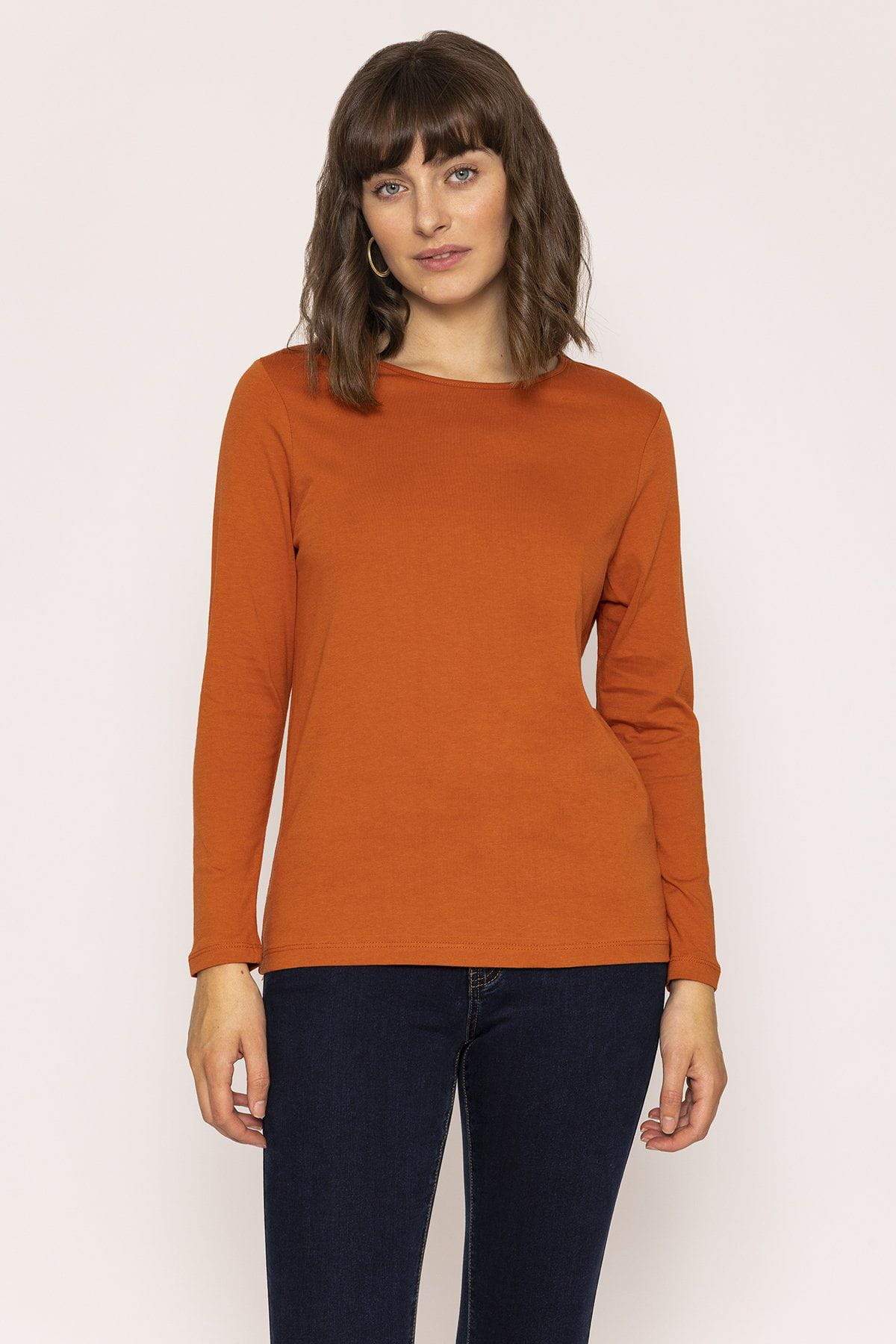 Long Sleeve Basic Tee in Rust