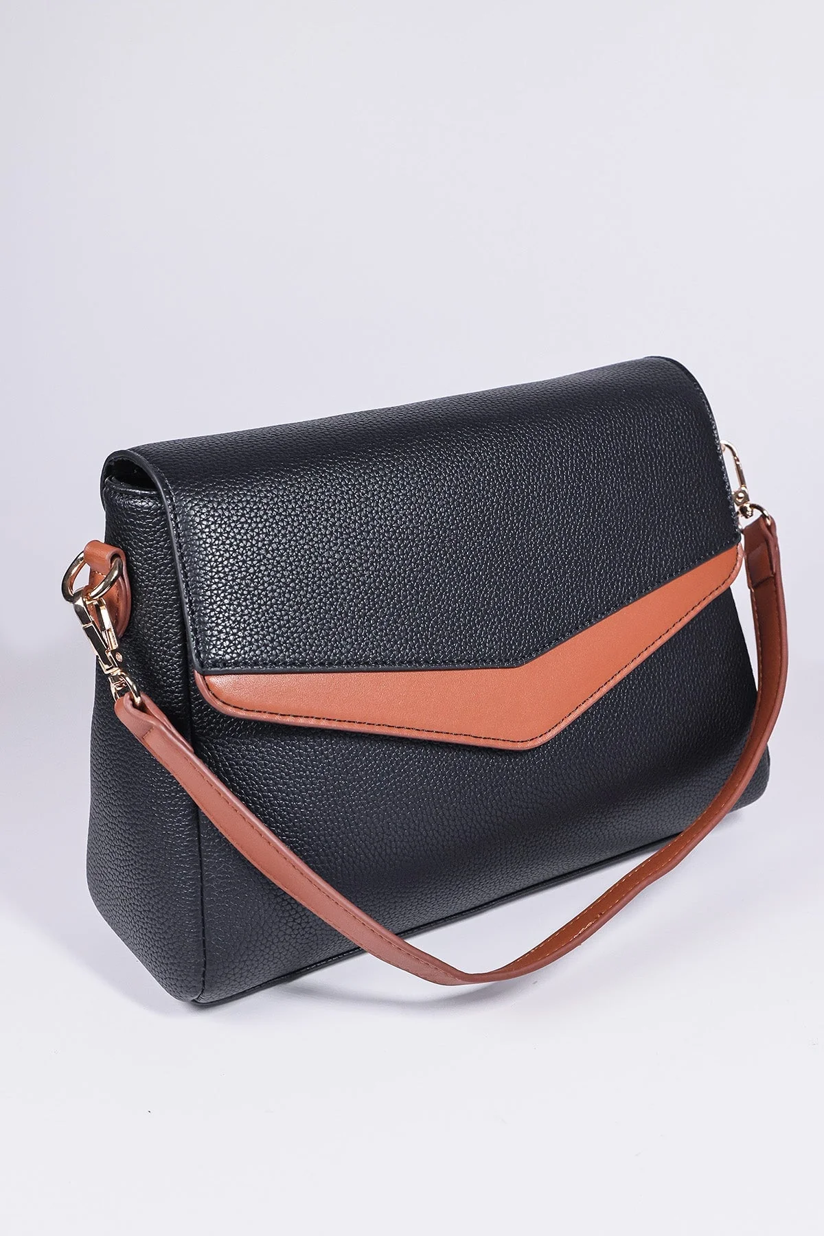 Contrast Texture Crossbody in Black