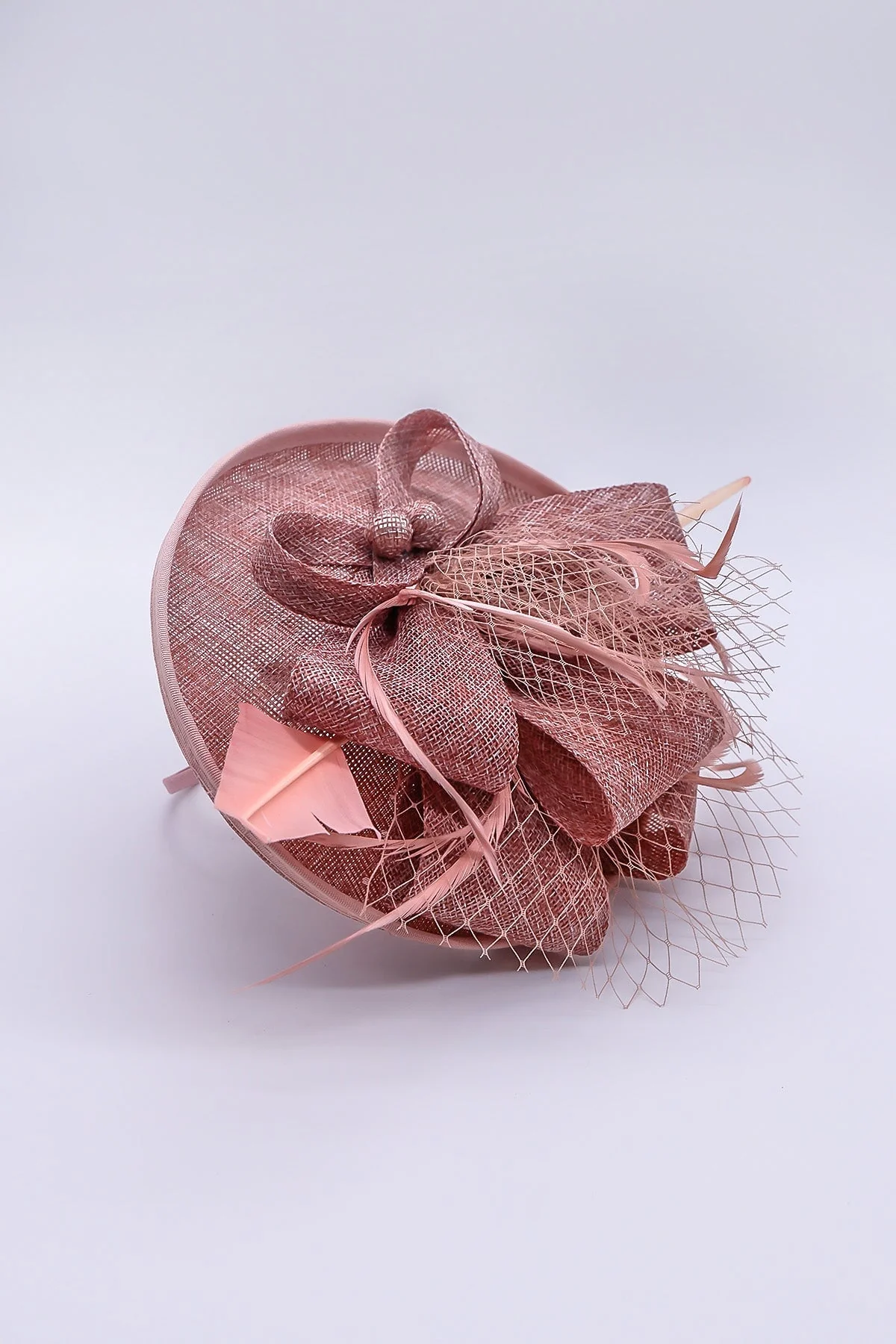 Pink Hairband Net & Feather Fascinator