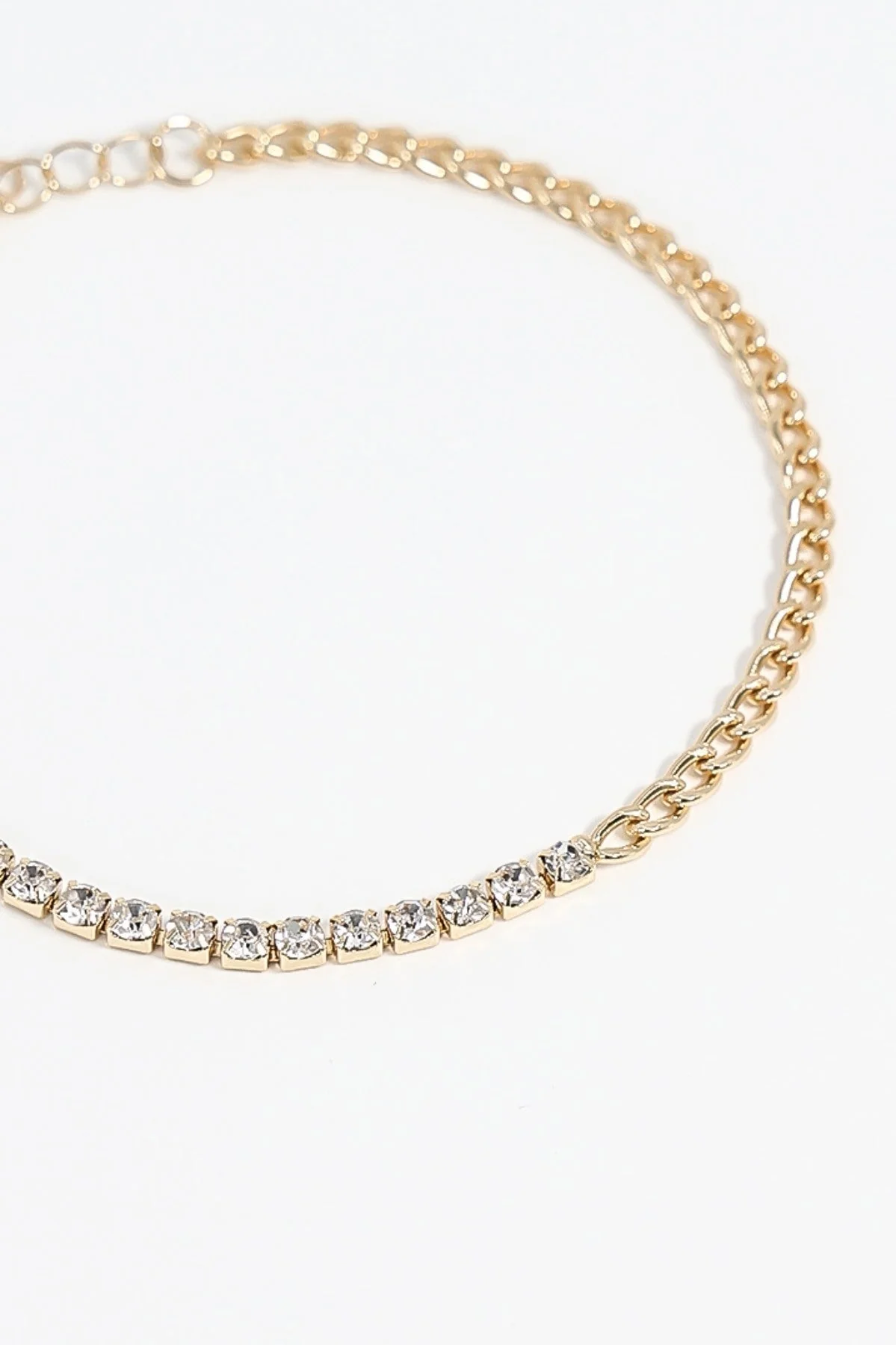 Curb and Diamante Bracelet in Gold