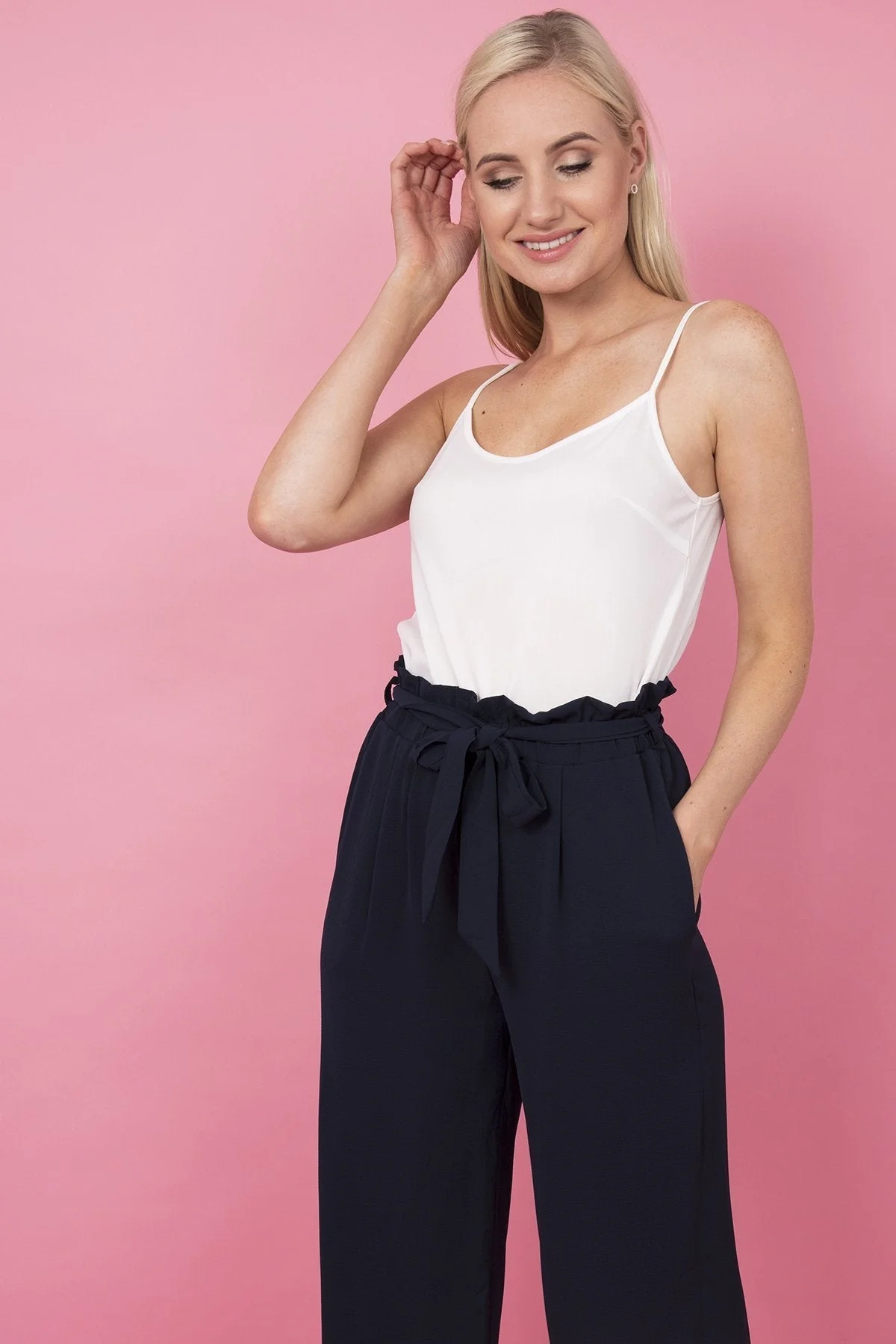 Wide Leg Trousers in Navy