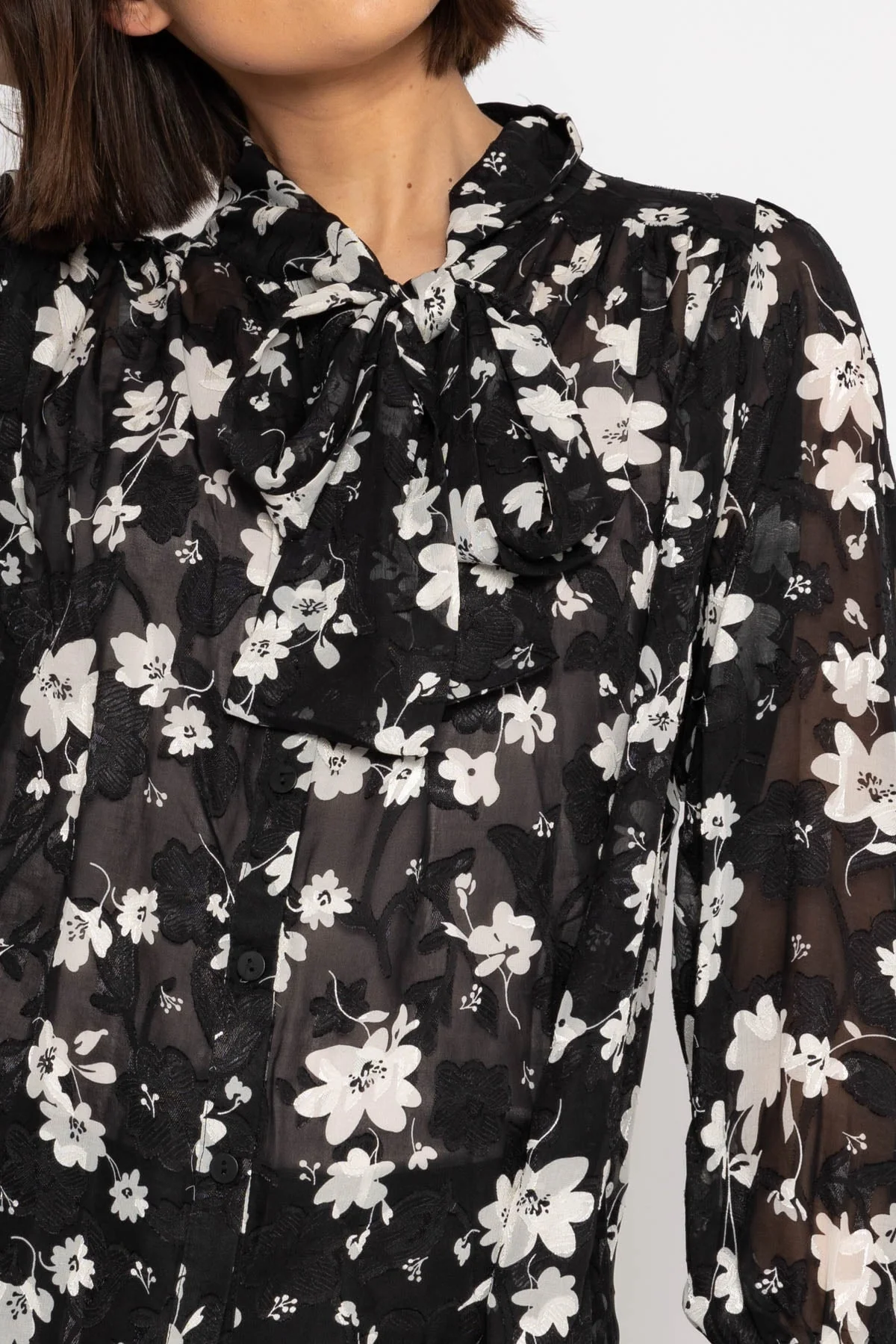 Floral Print Blouse in Black