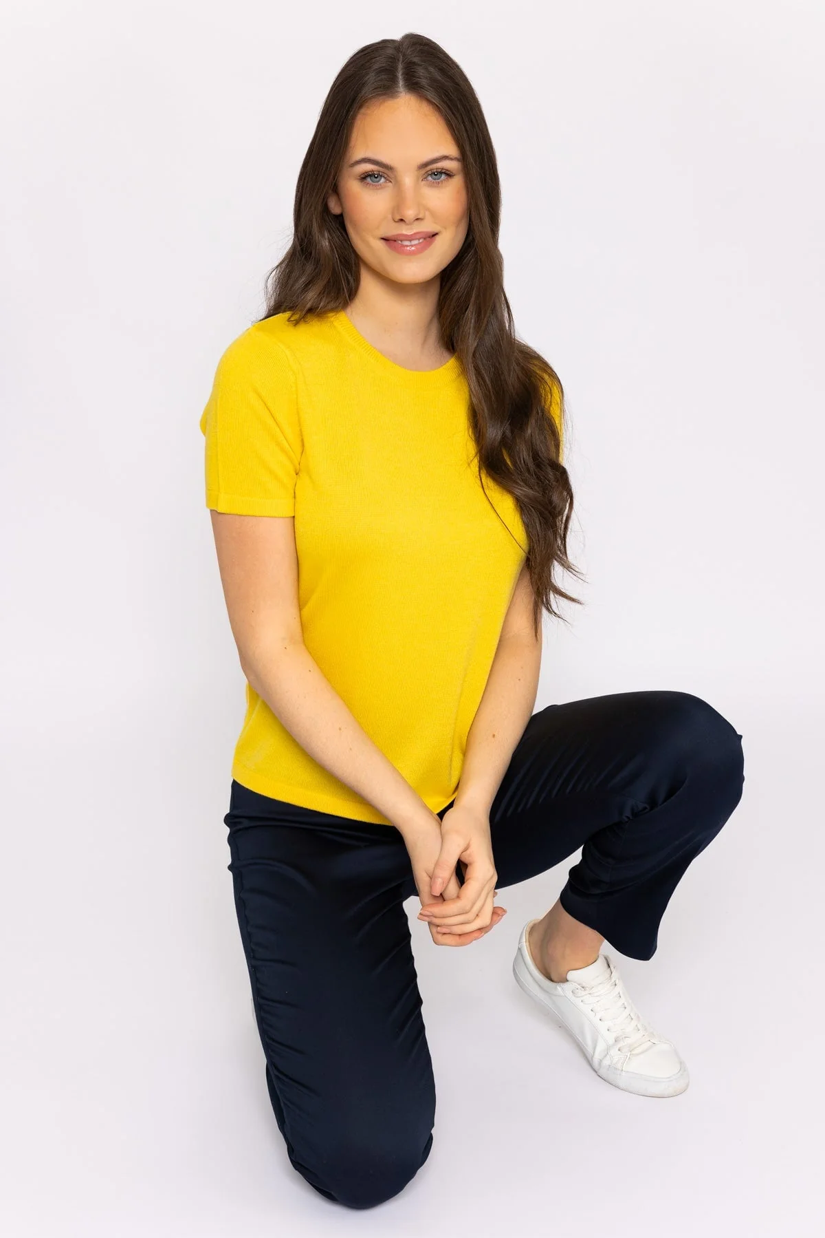 Merino Short Sleeve Crew in Yellow