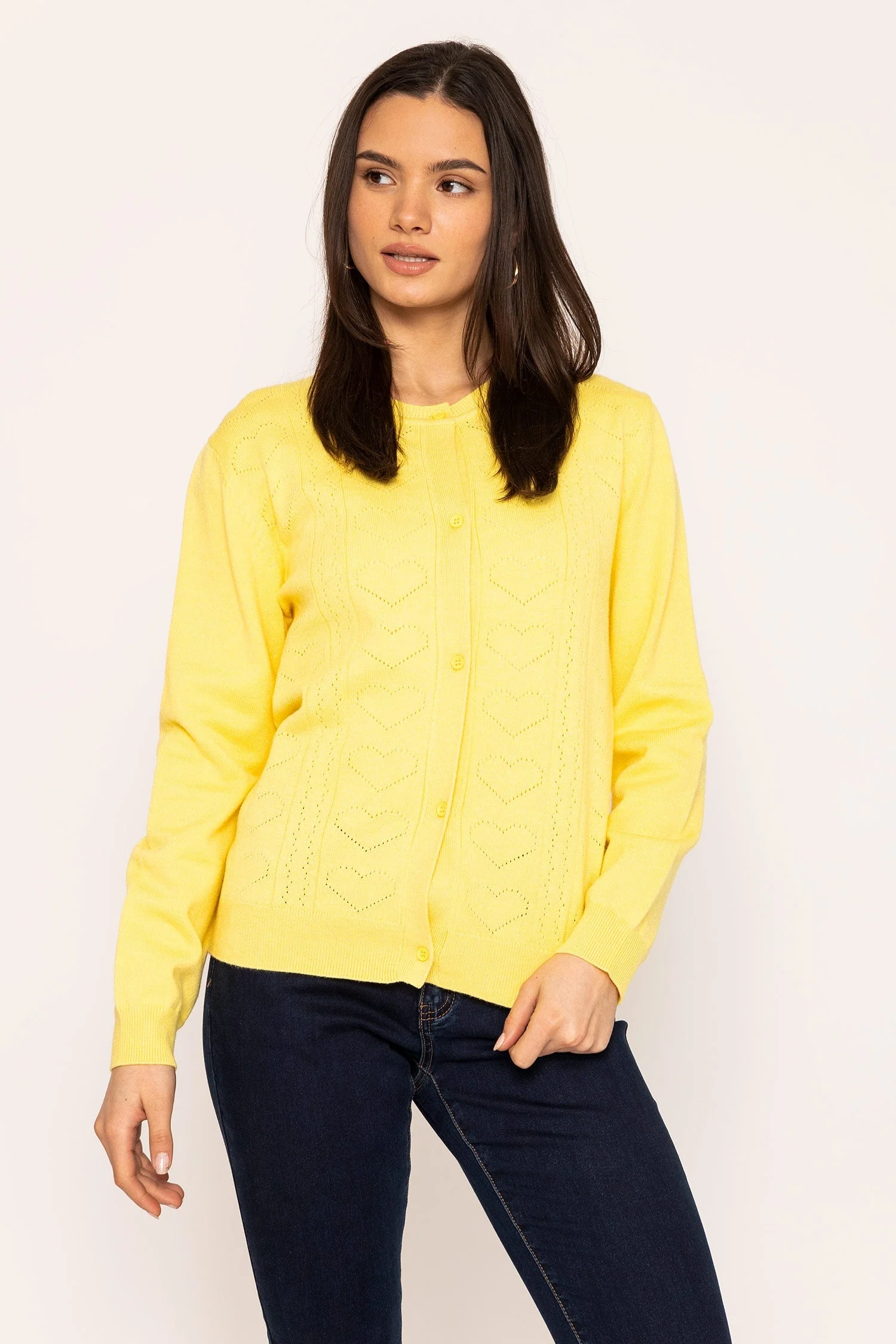 Heart Cardigan in Yellow