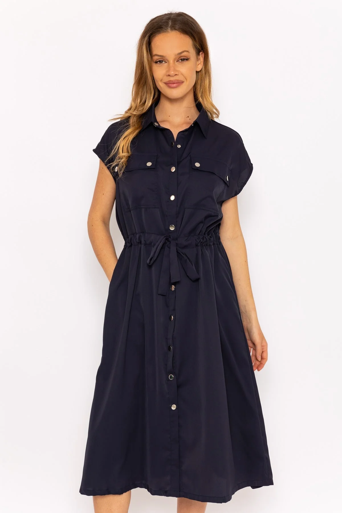 Navy Utility Shirt Dress