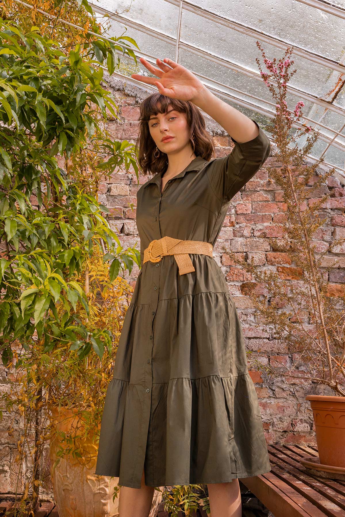 Poplin Dress in Khaki