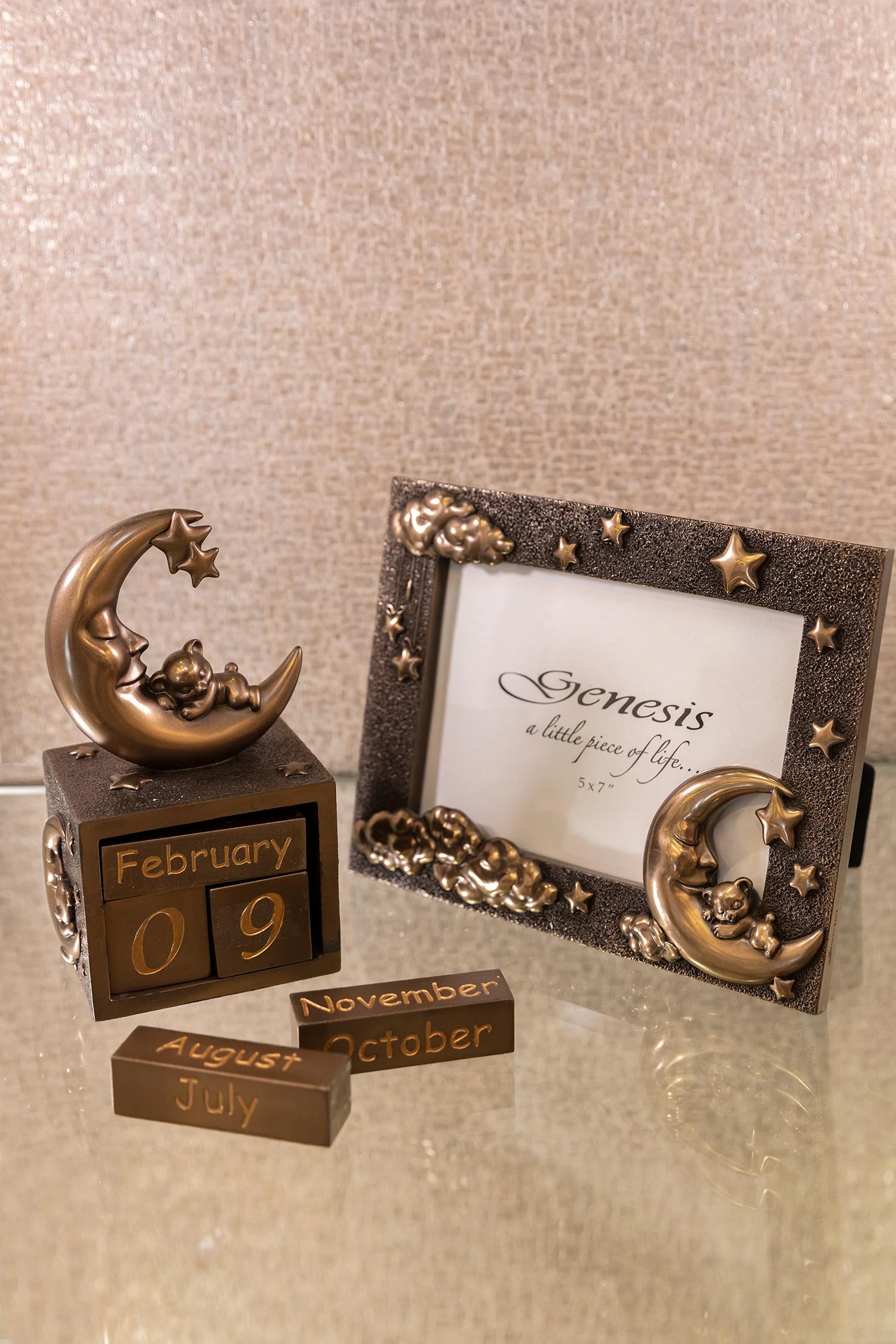 Bronze Moon and Teddy Photo Frame