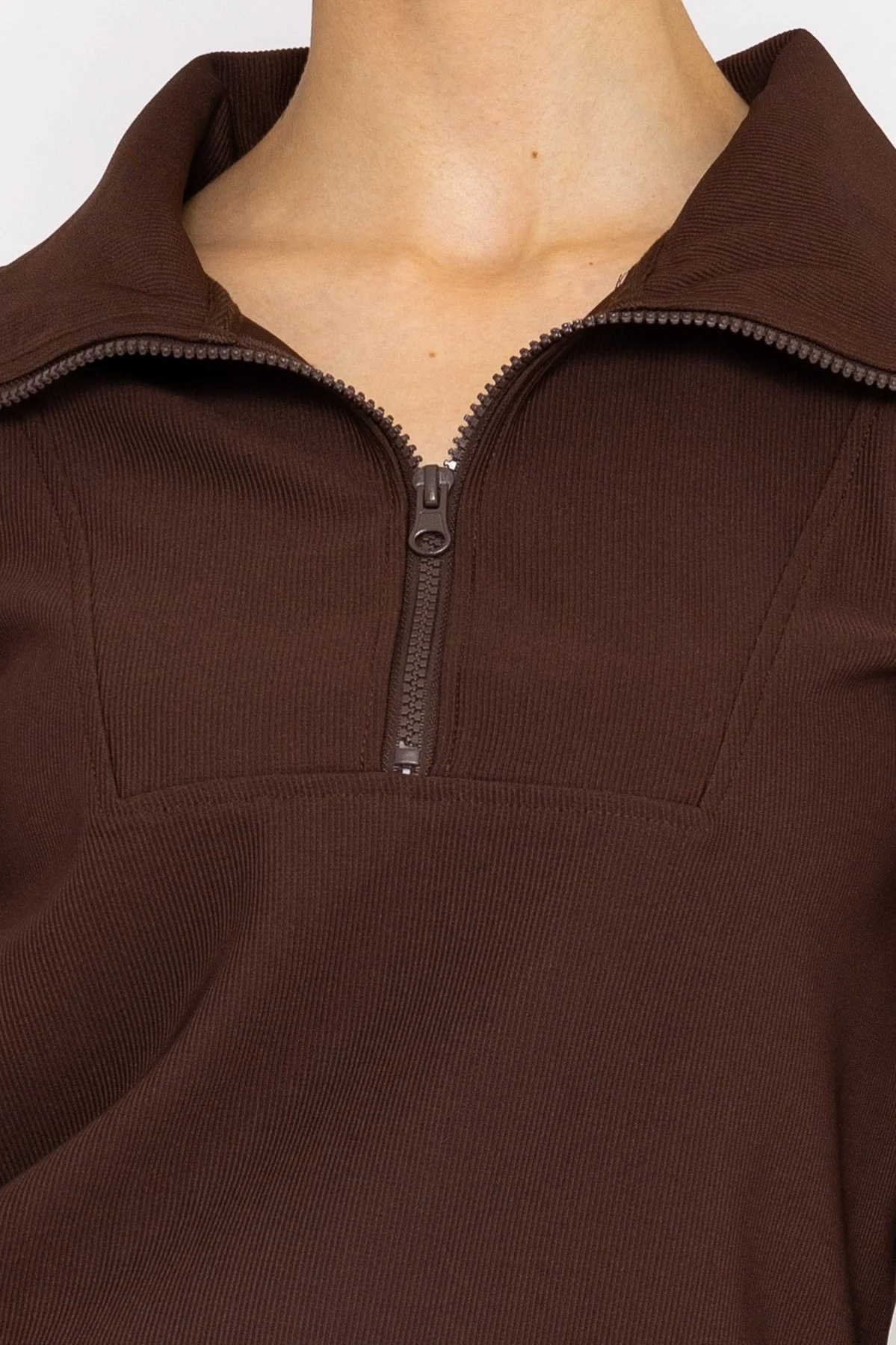 Oversized Zip Sweat Top in Coffee
