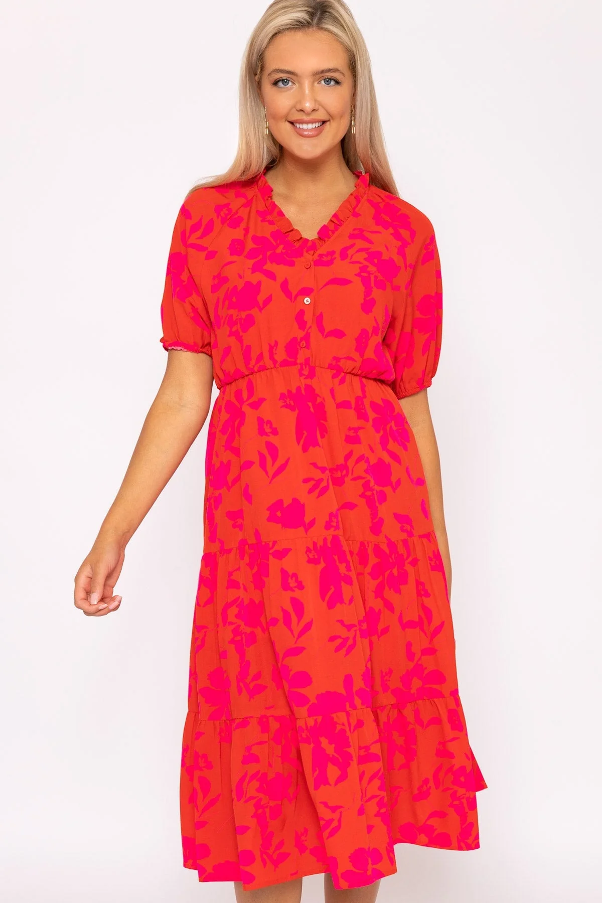Valentina Red Printed Midi Dress