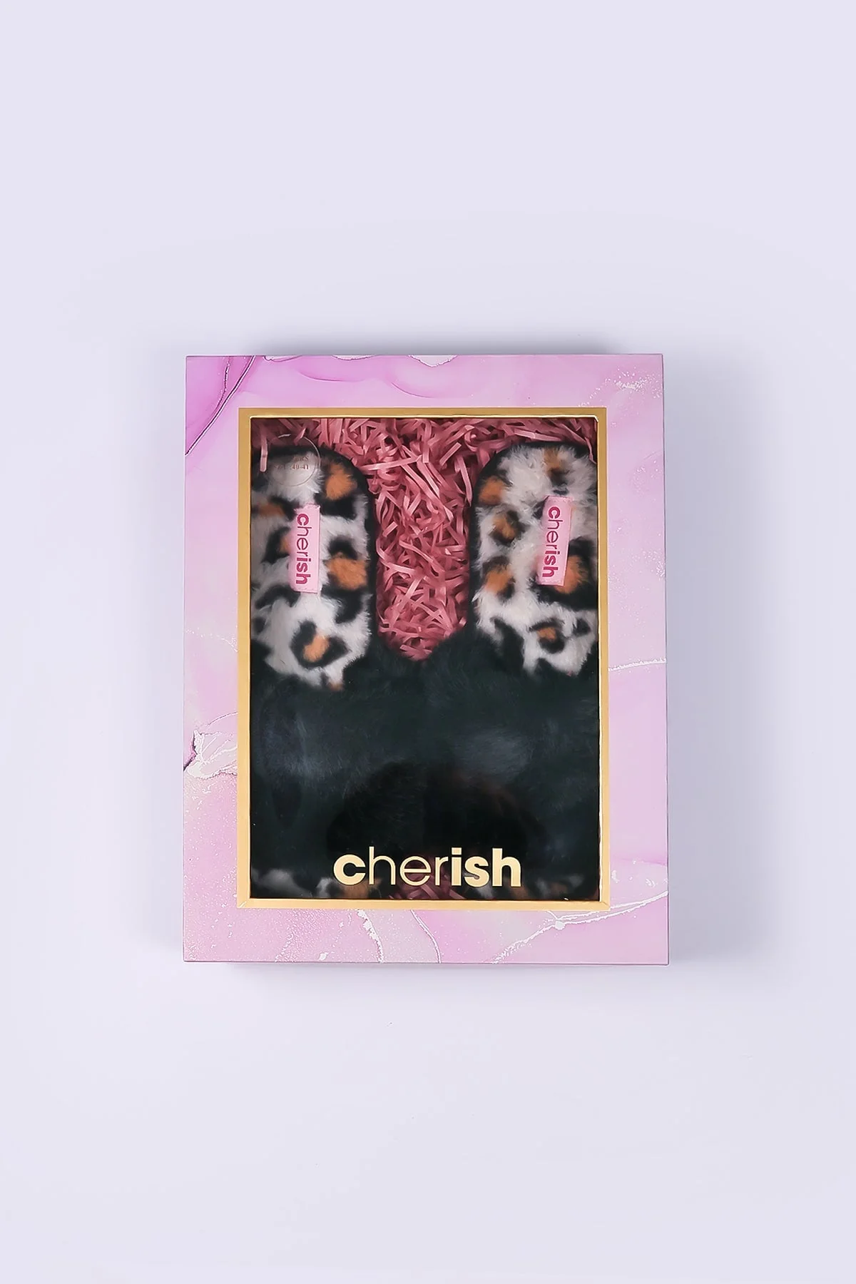 Boxed Black Animal Faux Fur Slipper