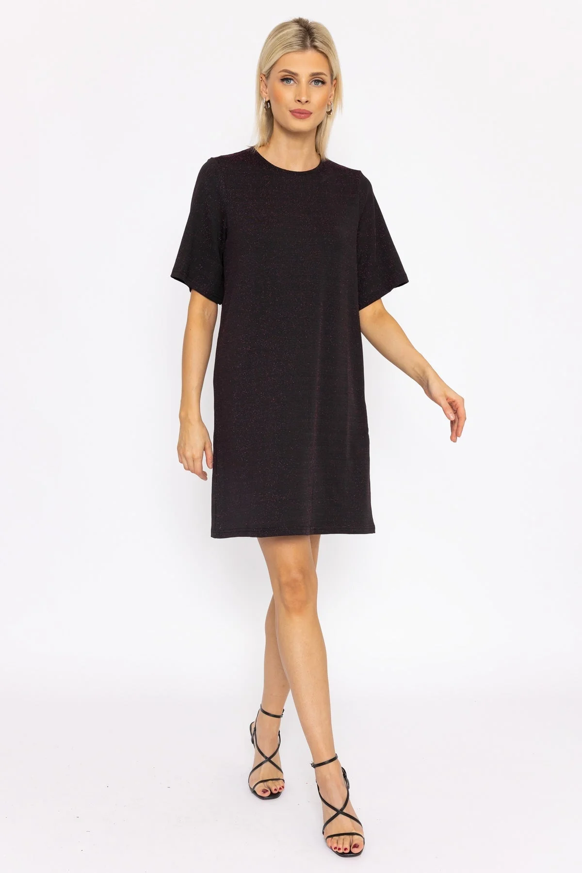 Kanva Oversized Tee Dress in Pink Lurex