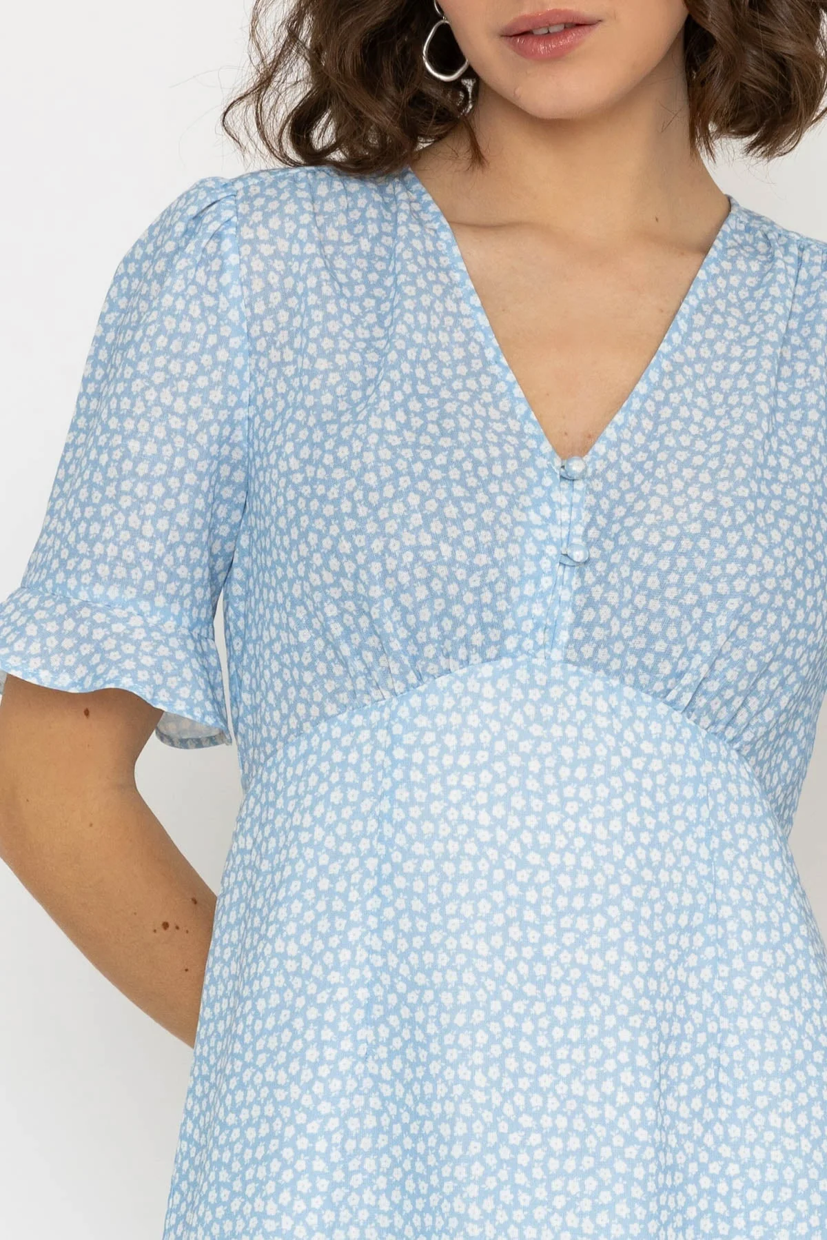Betty Midi Dress in Light Blue Print