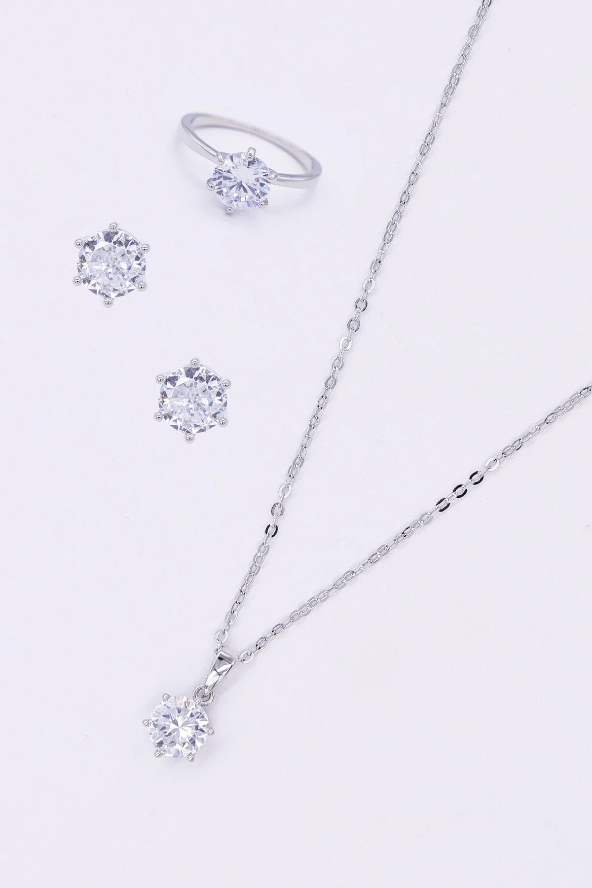 Single Stone Studs in Silver