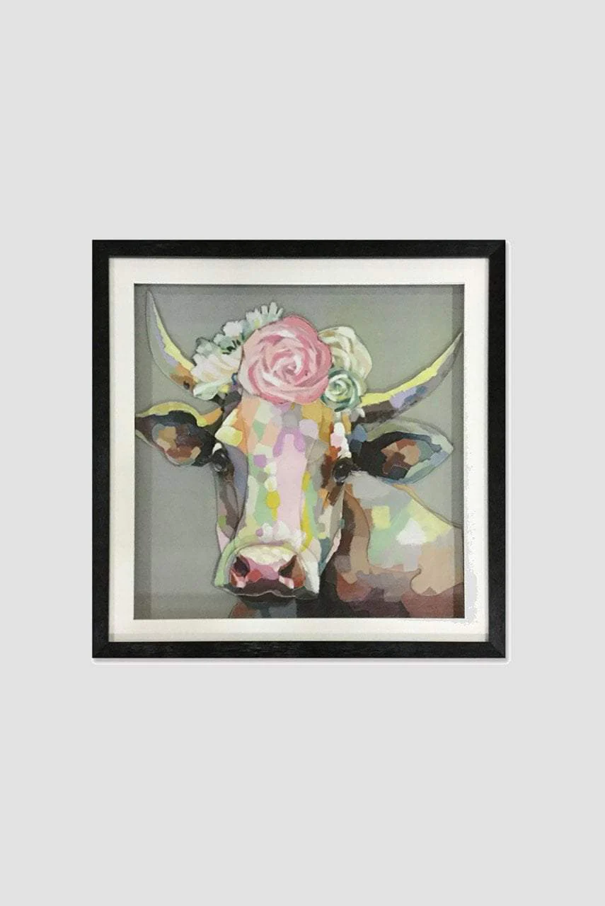 3D Pretty Cow Wall Art