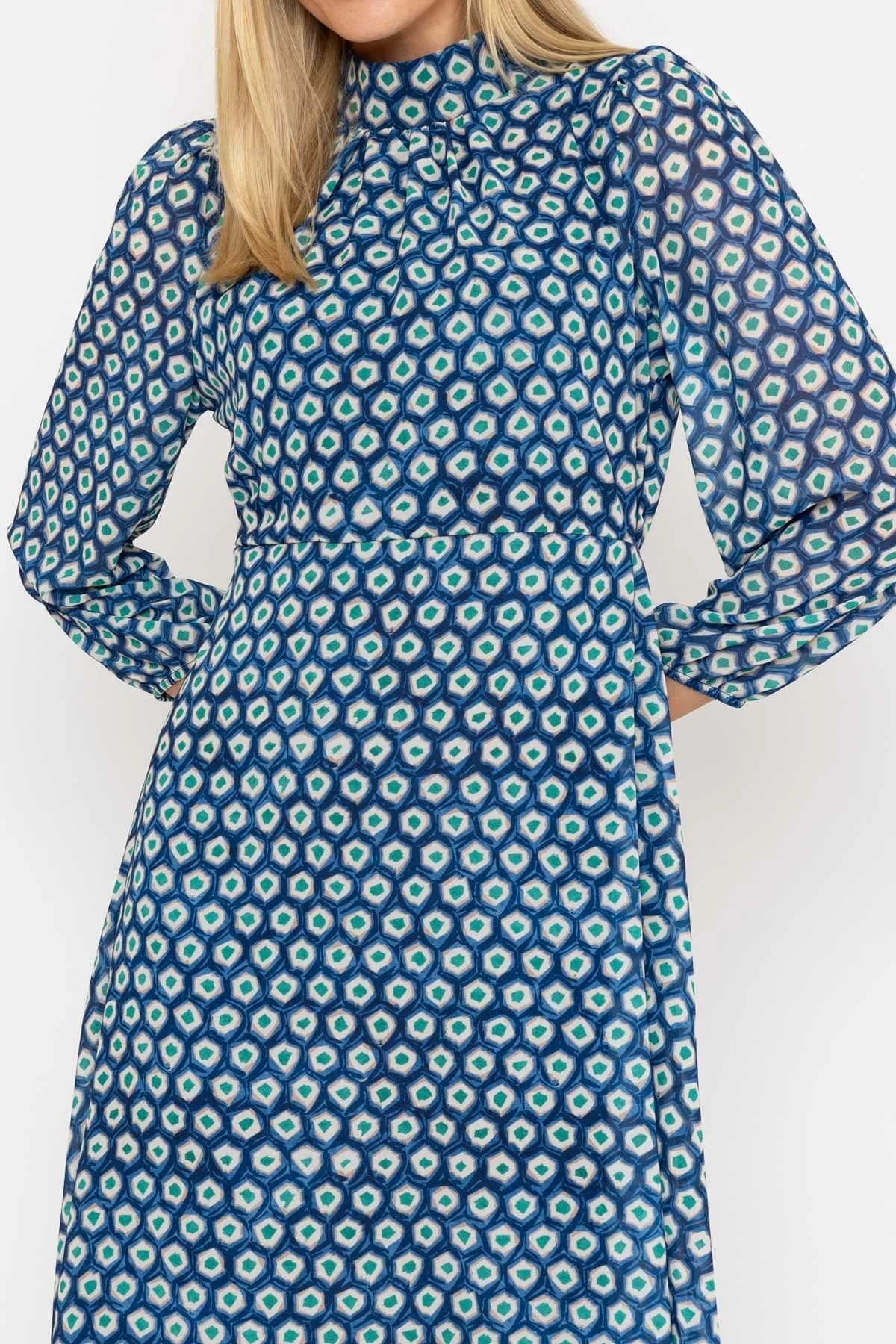Mollie Midi Dress in Navy Print