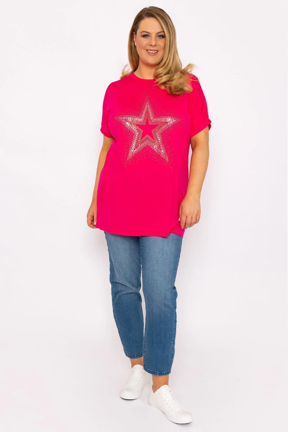 Curve - Diamante Star Oversized Top in Pink