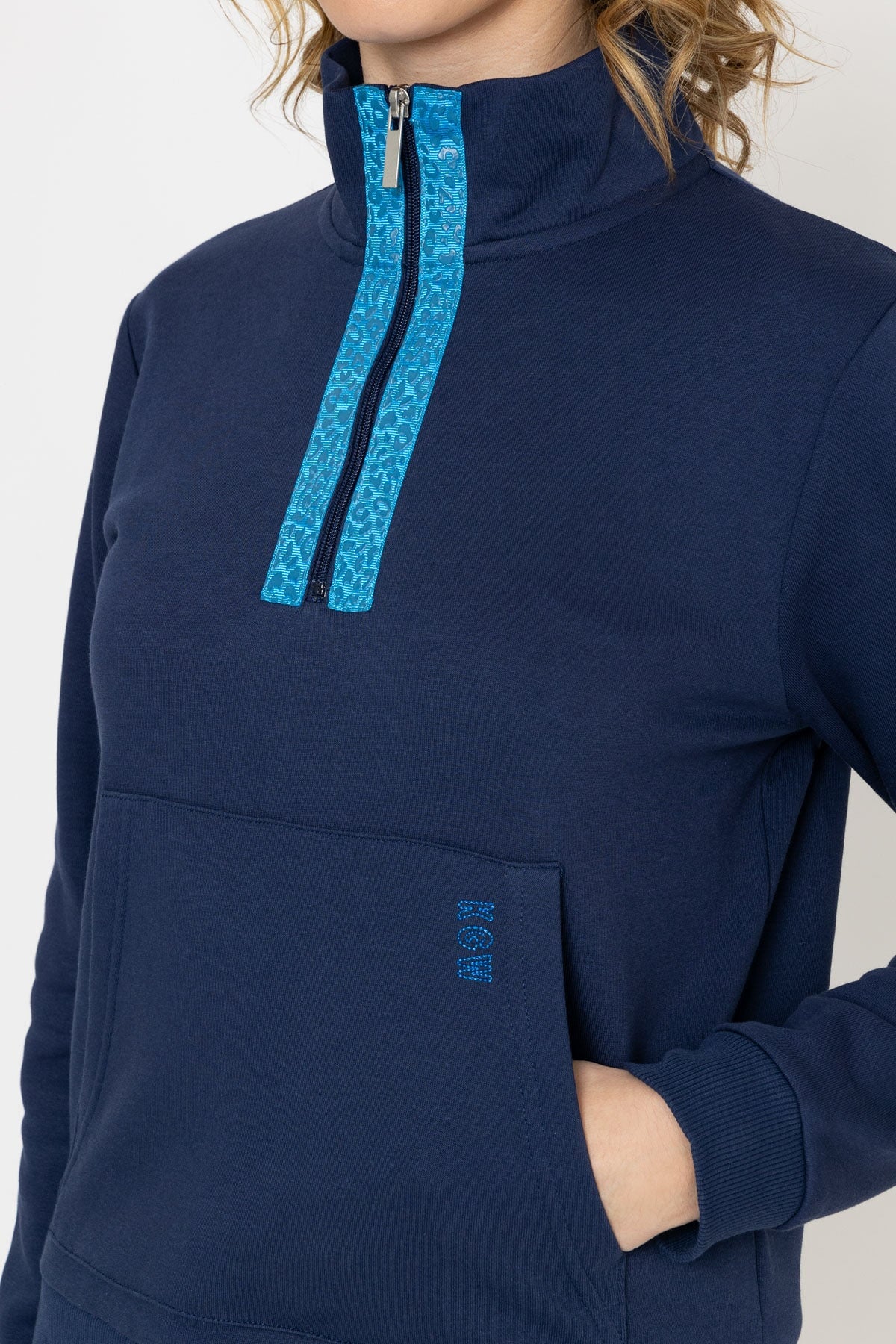 Navy 1/4 Zip Pocket Sweatshirt