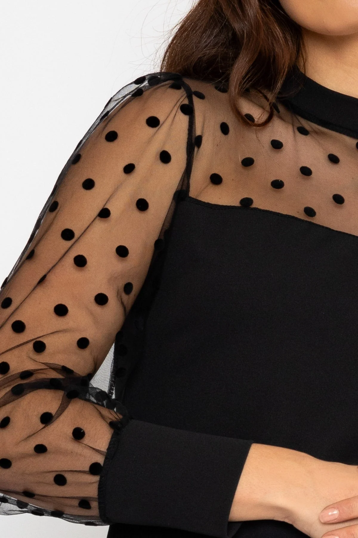 High Neck Mesh Top in Black