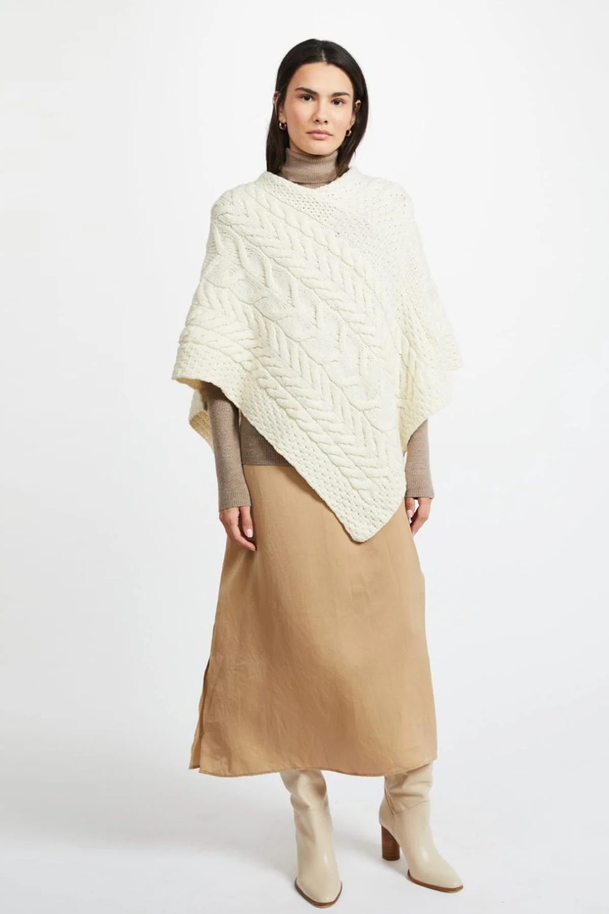 Women's Super Soft Merino Wool Poncho in Cream