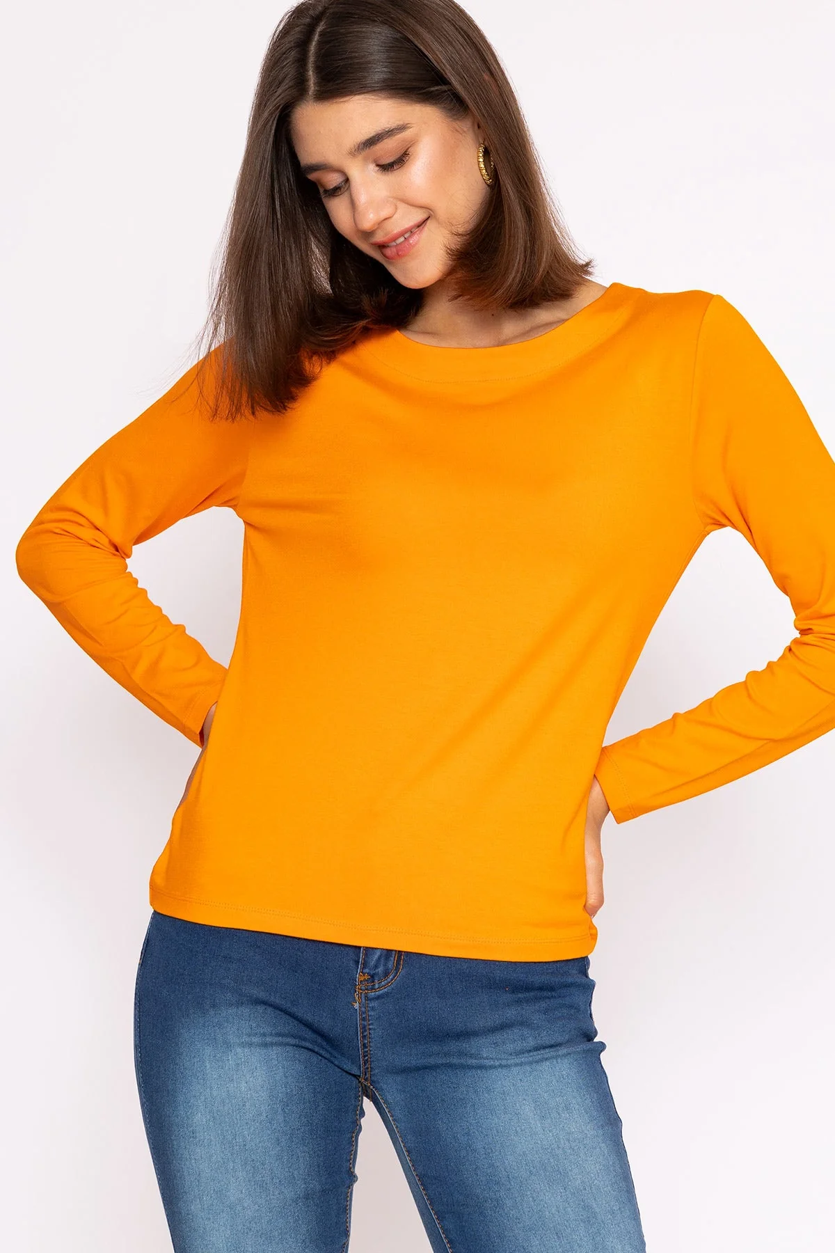 Boat Neck Top in Orange