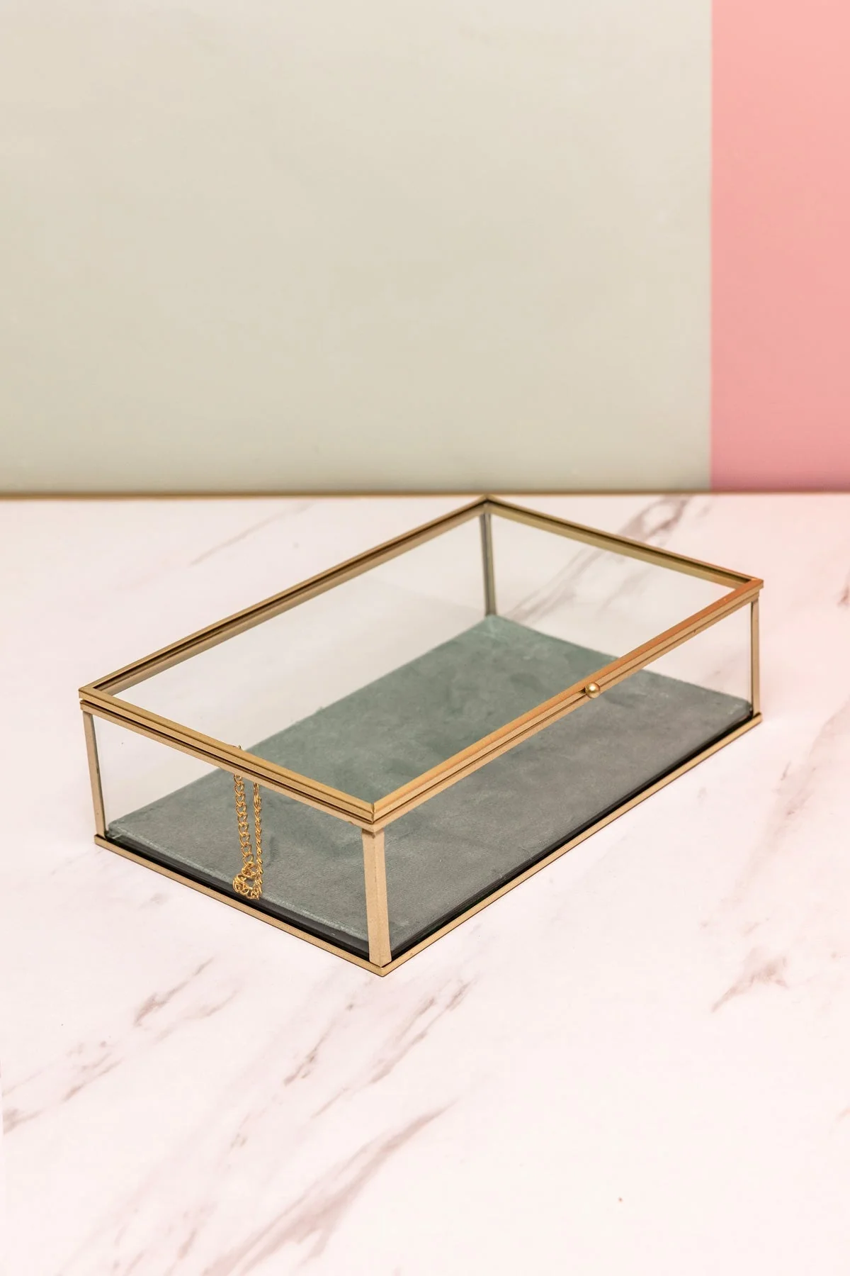 Green Glass Lidded Jewellery Box