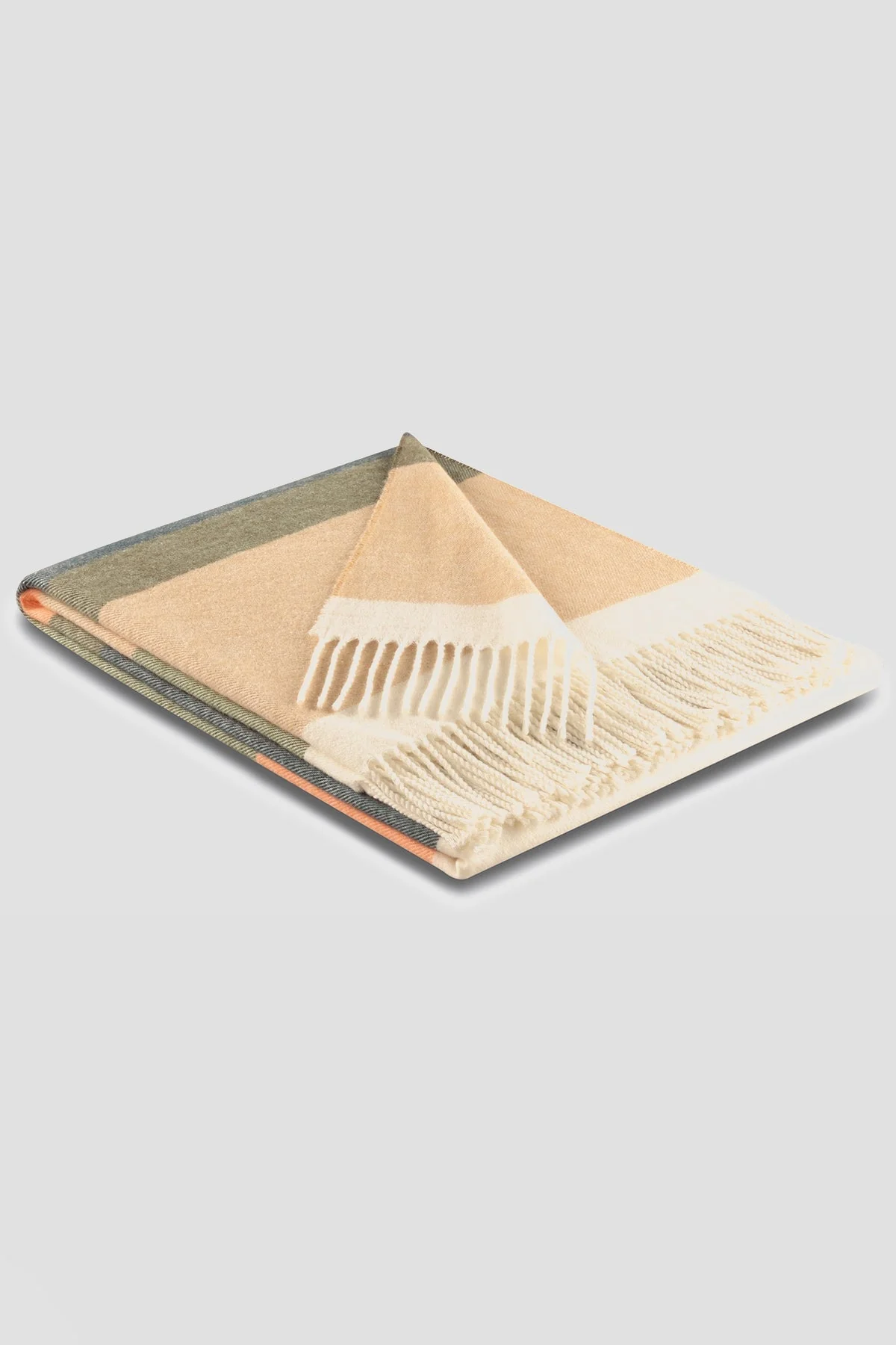 Green Striped & Fringed Throw