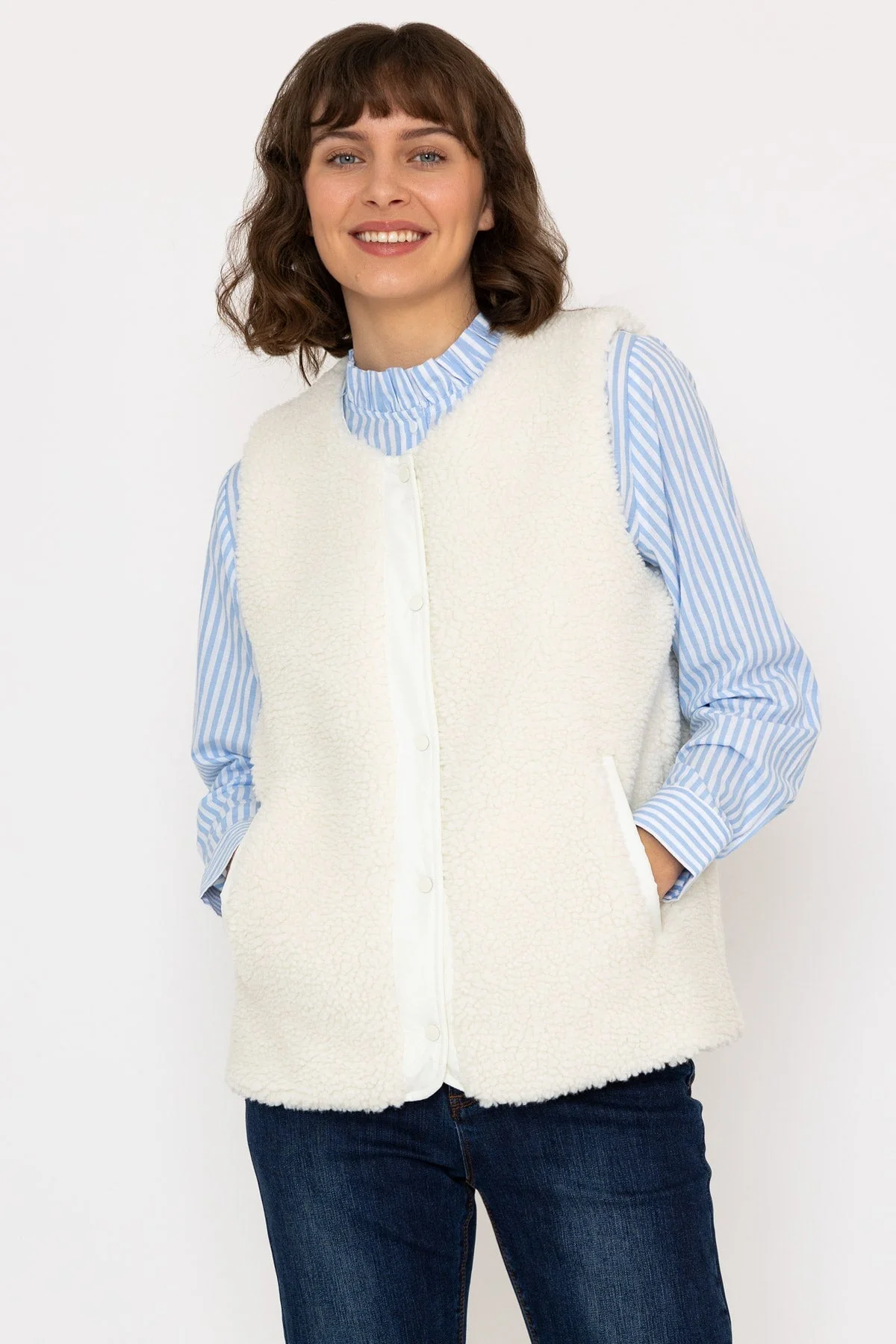 Teddy Gilet in Ecru
