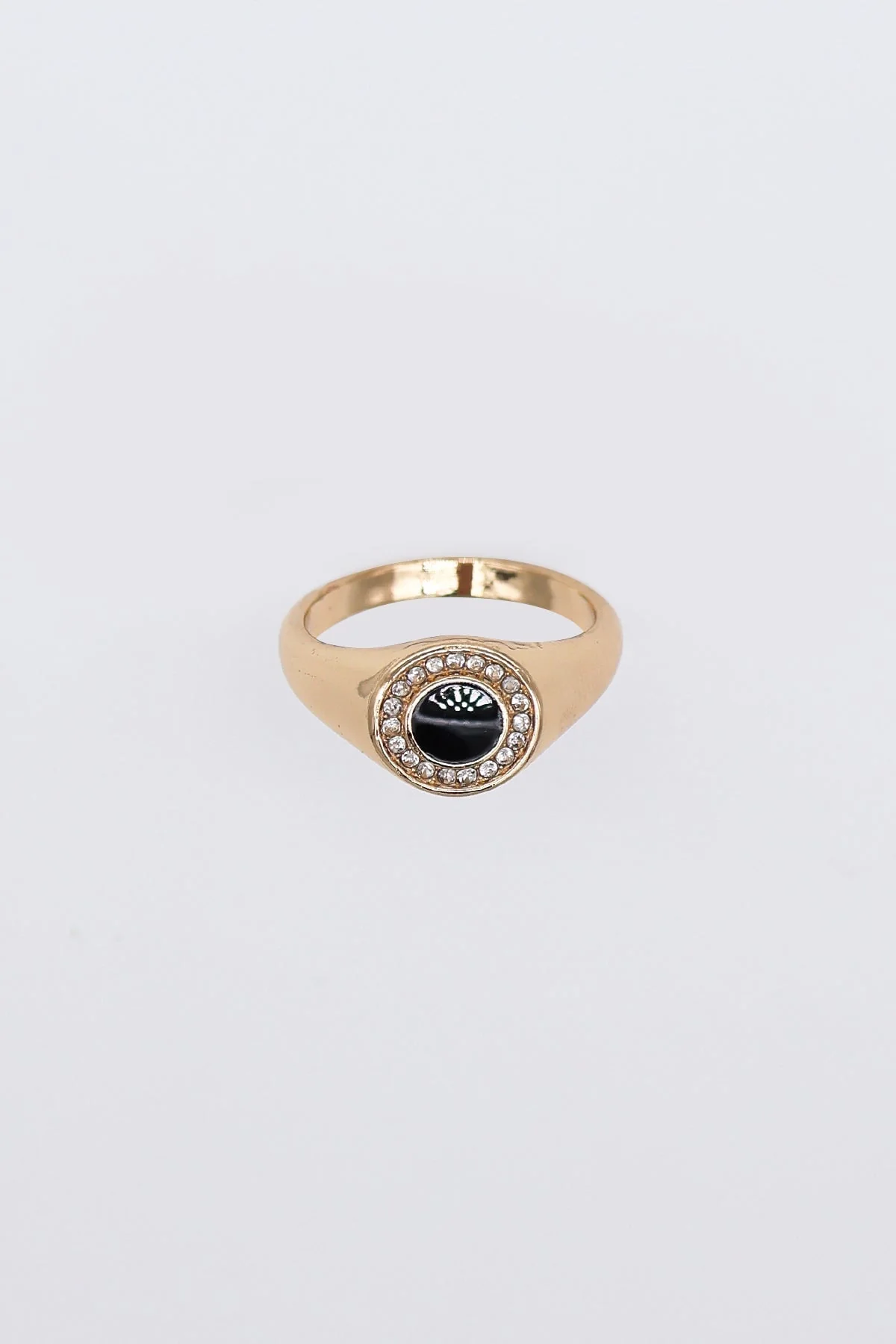 Gold Ring with Black Detail Size 8