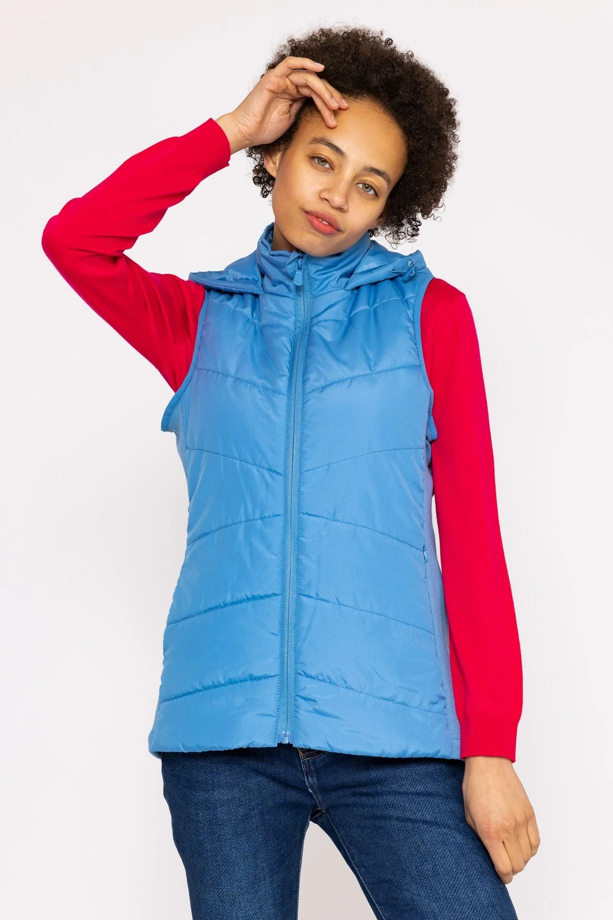 Short Quilted Gilet in Blue