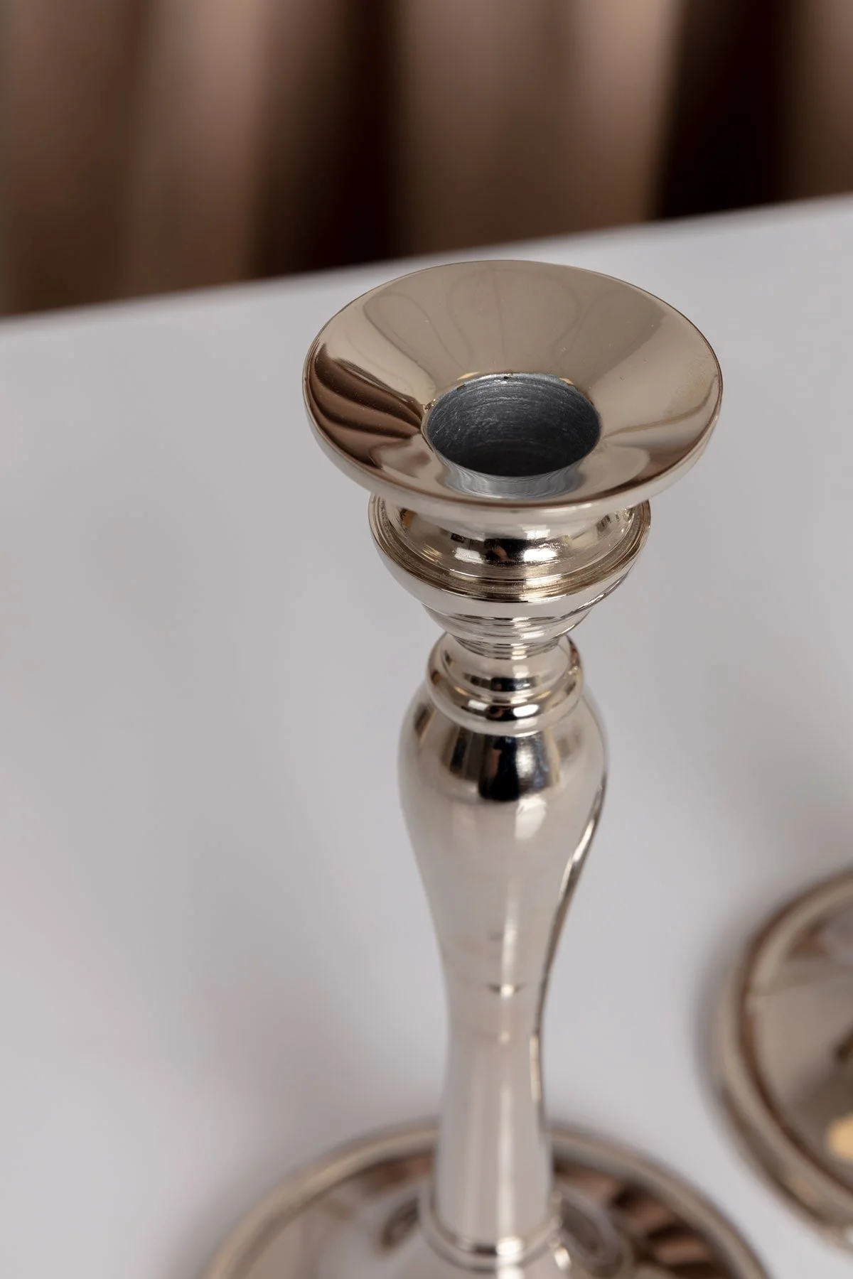 Small Silver Dinner Candle Holder