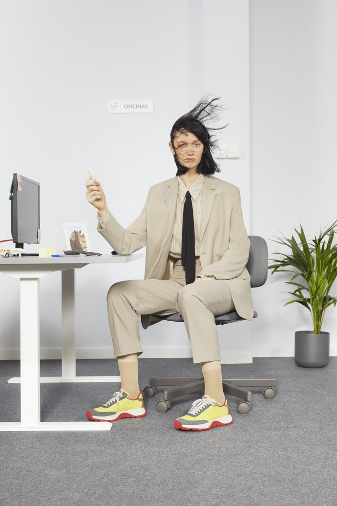 Sneakers multicolores de tejido y nobuk para mujer