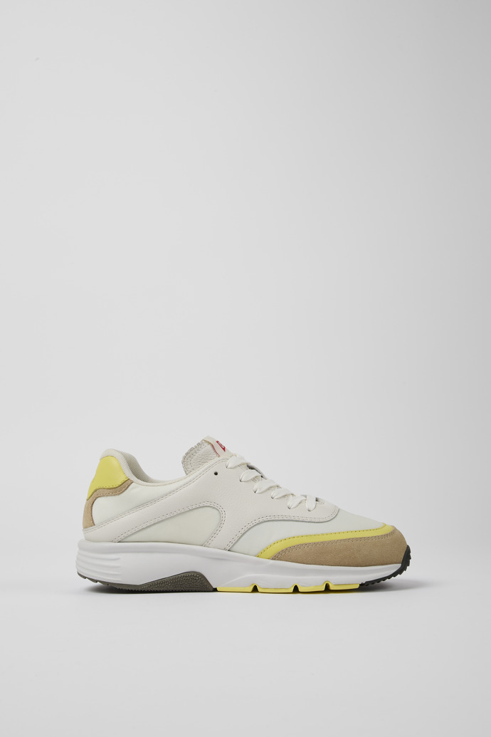 Sneakers blancas y beiges de tejido y piel para mujer