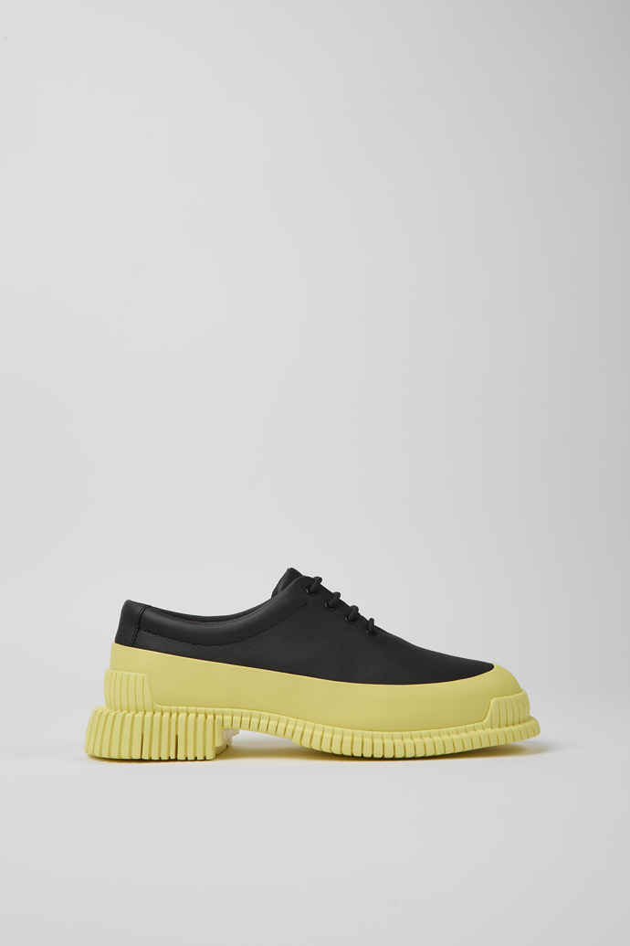 Zapatos negros y amarillos de piel con cordones para mujer