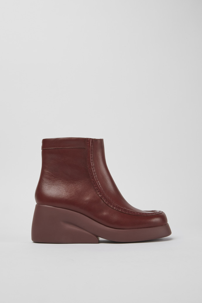 Botas de piel en color burdeos para mujer