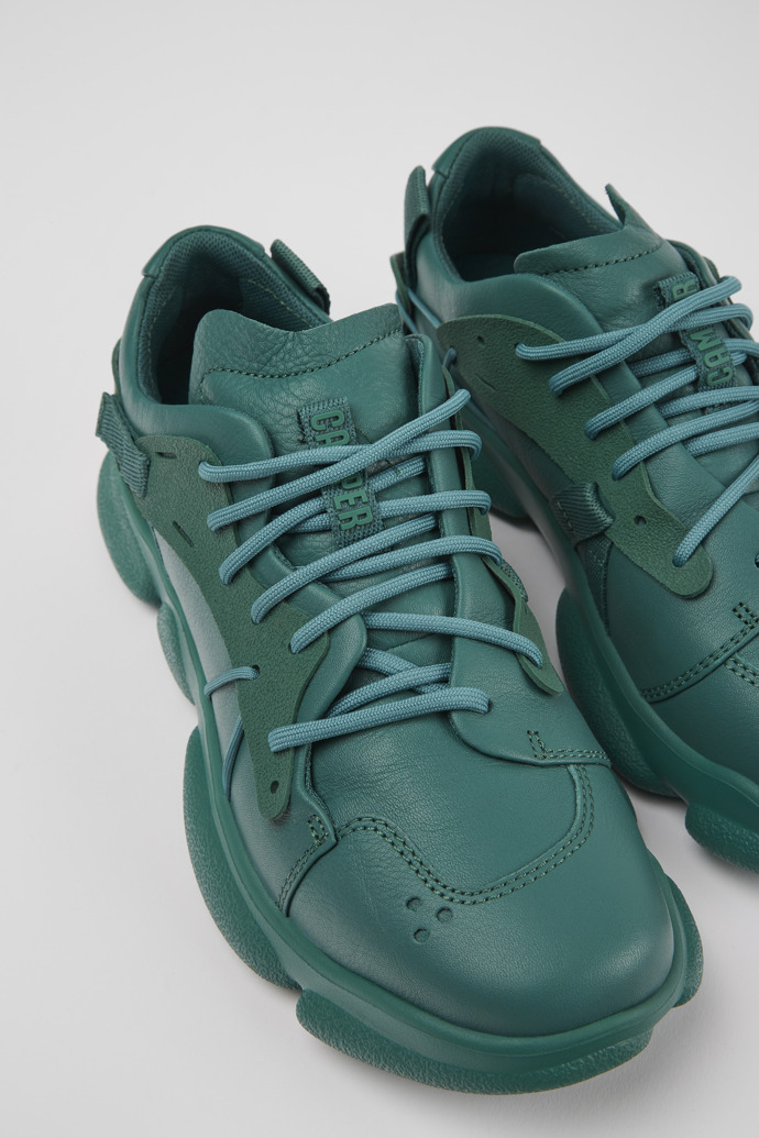 Sneakers verdes de piel y tejido para mujer