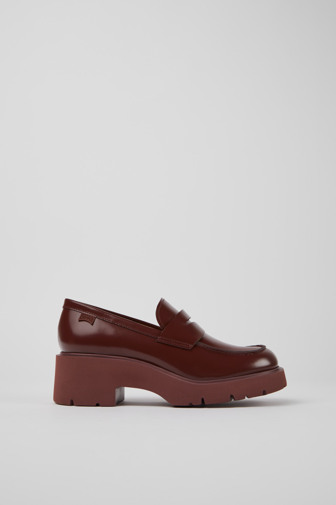 Mocasines burdeos de piel para mujer