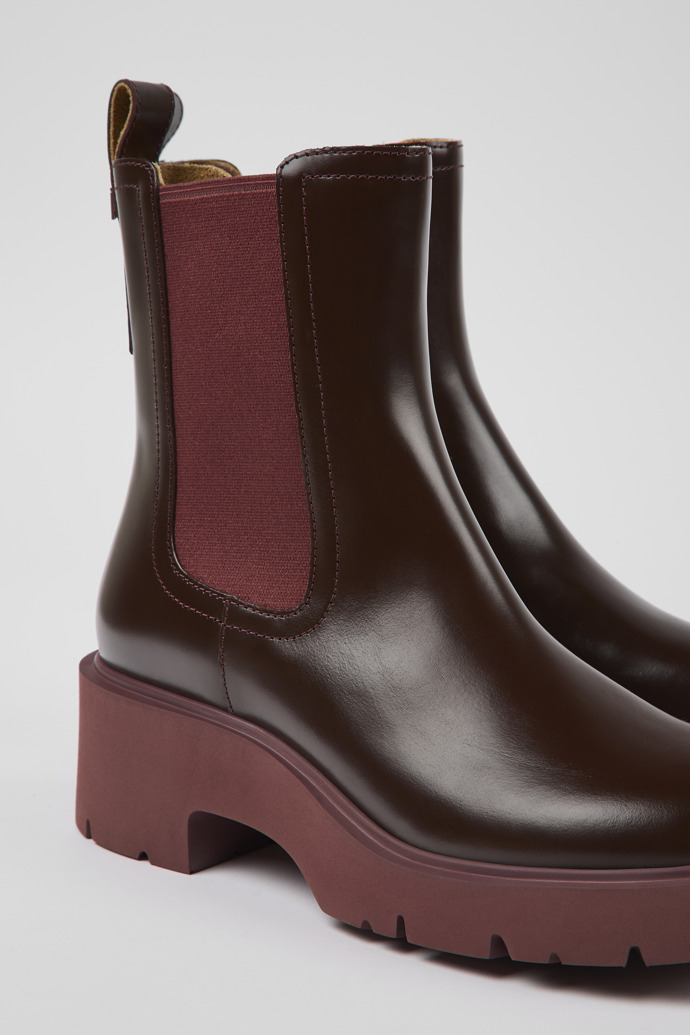 Botas Chelsea burdeos de piel para mujer