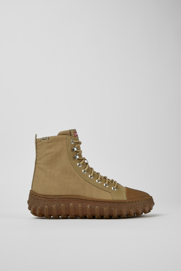 Botines beiges de tejido y piel para mujer