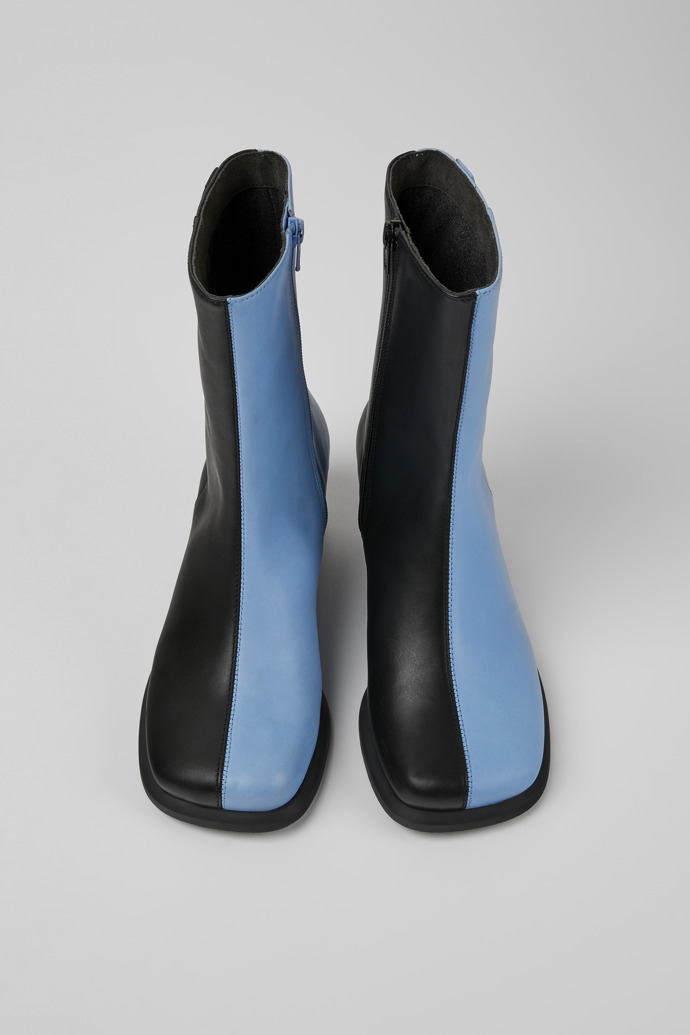 Botines azules y negros de piel para mujer