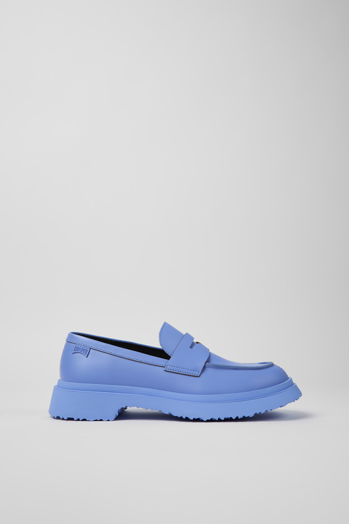 Mocasines azules de piel para mujer
