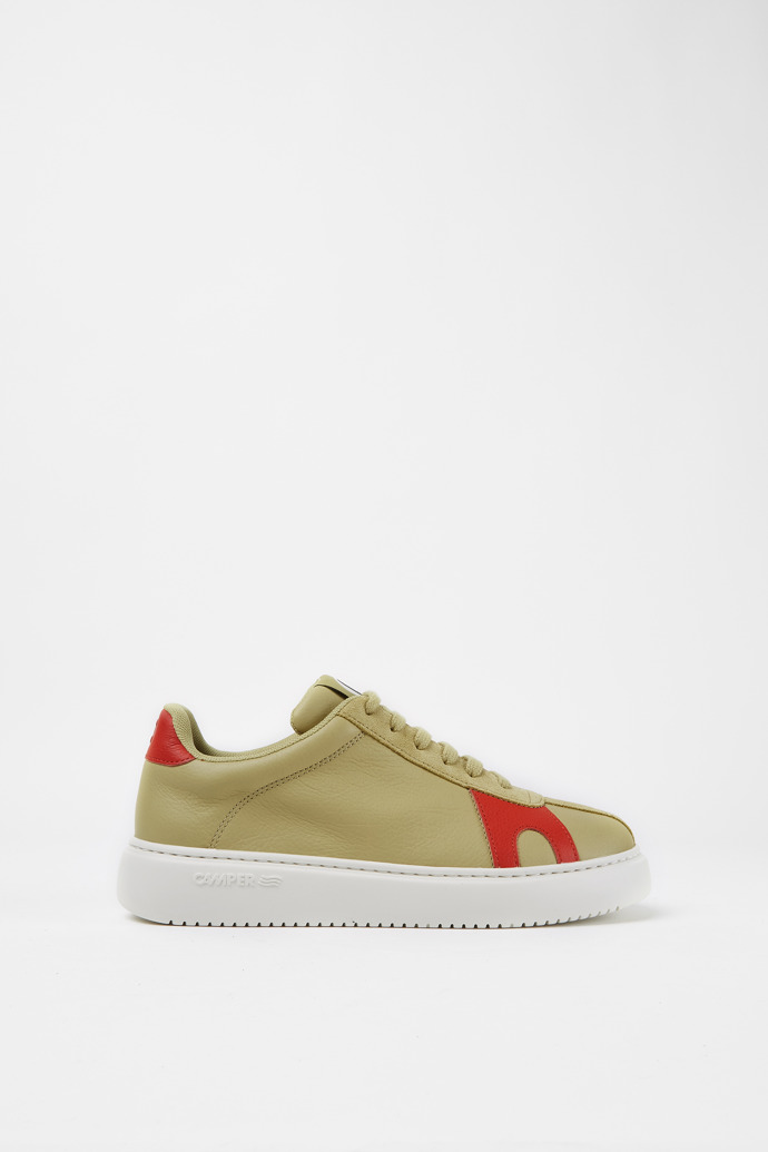 Sneakers de piel y ante en color beige