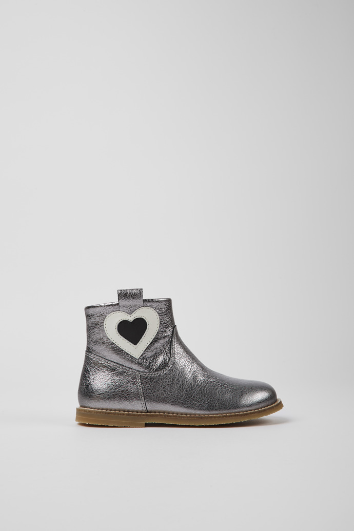 Botas de piel con cremallera en plata