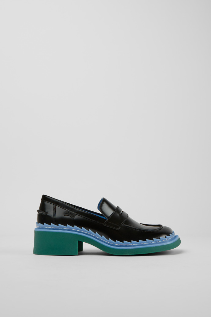 Mocasines negros, azules y verdes de piel para mujer