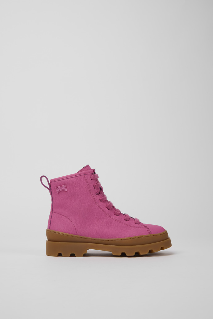 Botas de piel rosas con cordones