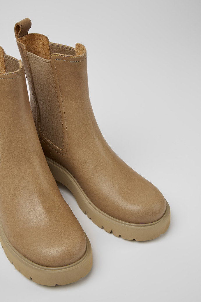 Botas Chelsea beiges de piel para mujer