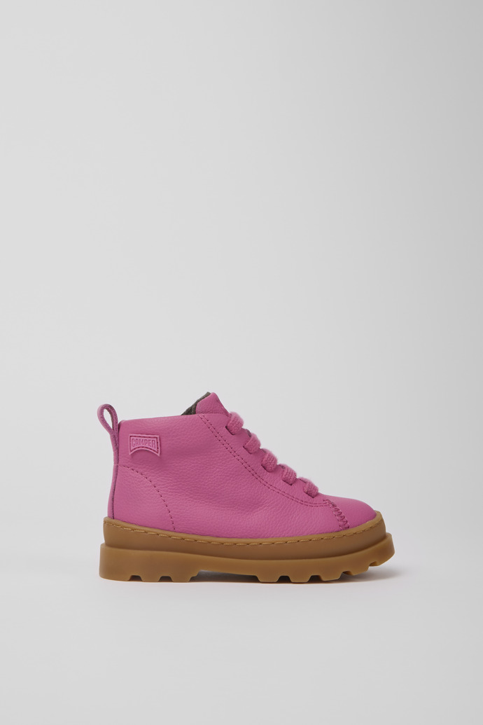 Botas de piel rosas con cordones