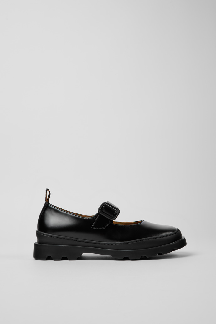 Merceditas planas negras de piel para mujer