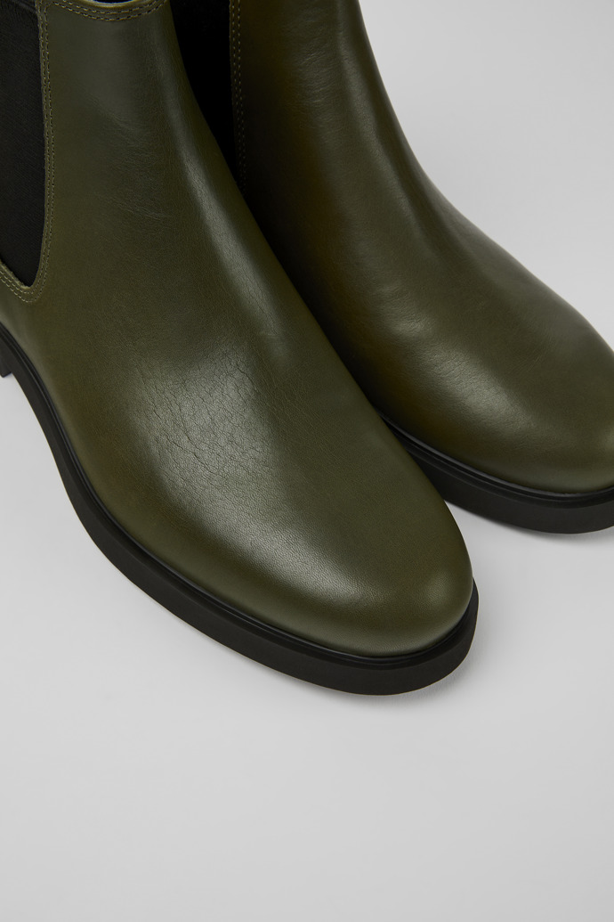 Botas Chelsea verde oscuro de piel para mujer