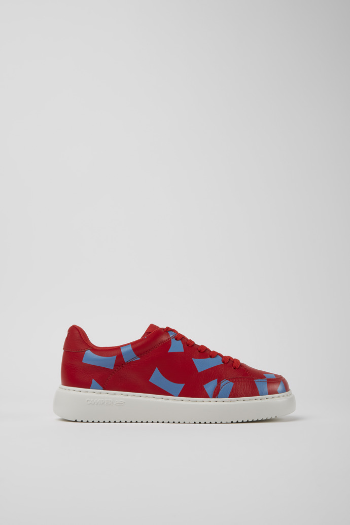Sneakers rojas y azules de piel estampada para mujer